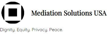 A mediation solution logo with the words privacy, peace.